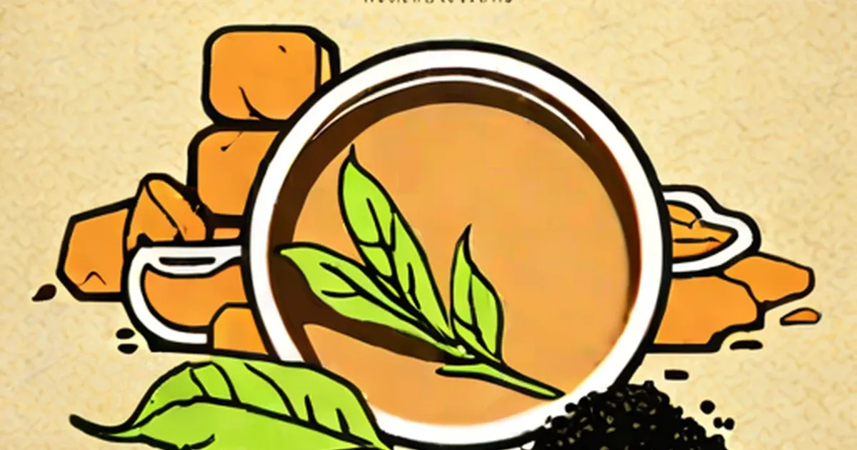Illustrated bowl of tan maca powder with orange root chunks and green leaves