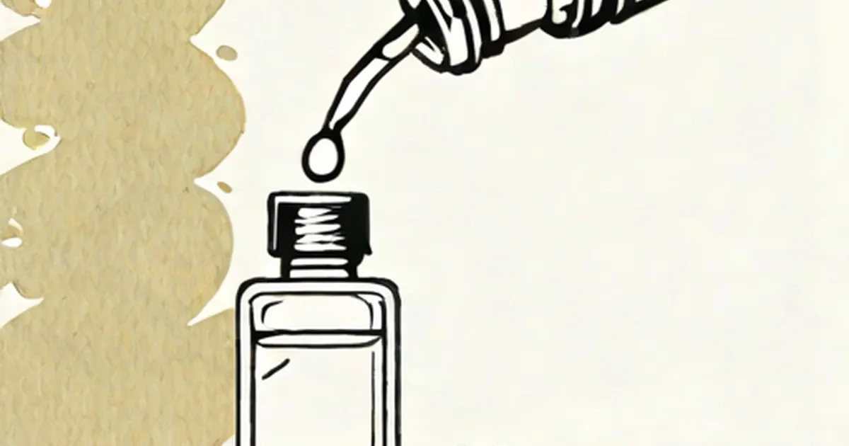 Dropper dispensing magnesium chloride solution into a bottle