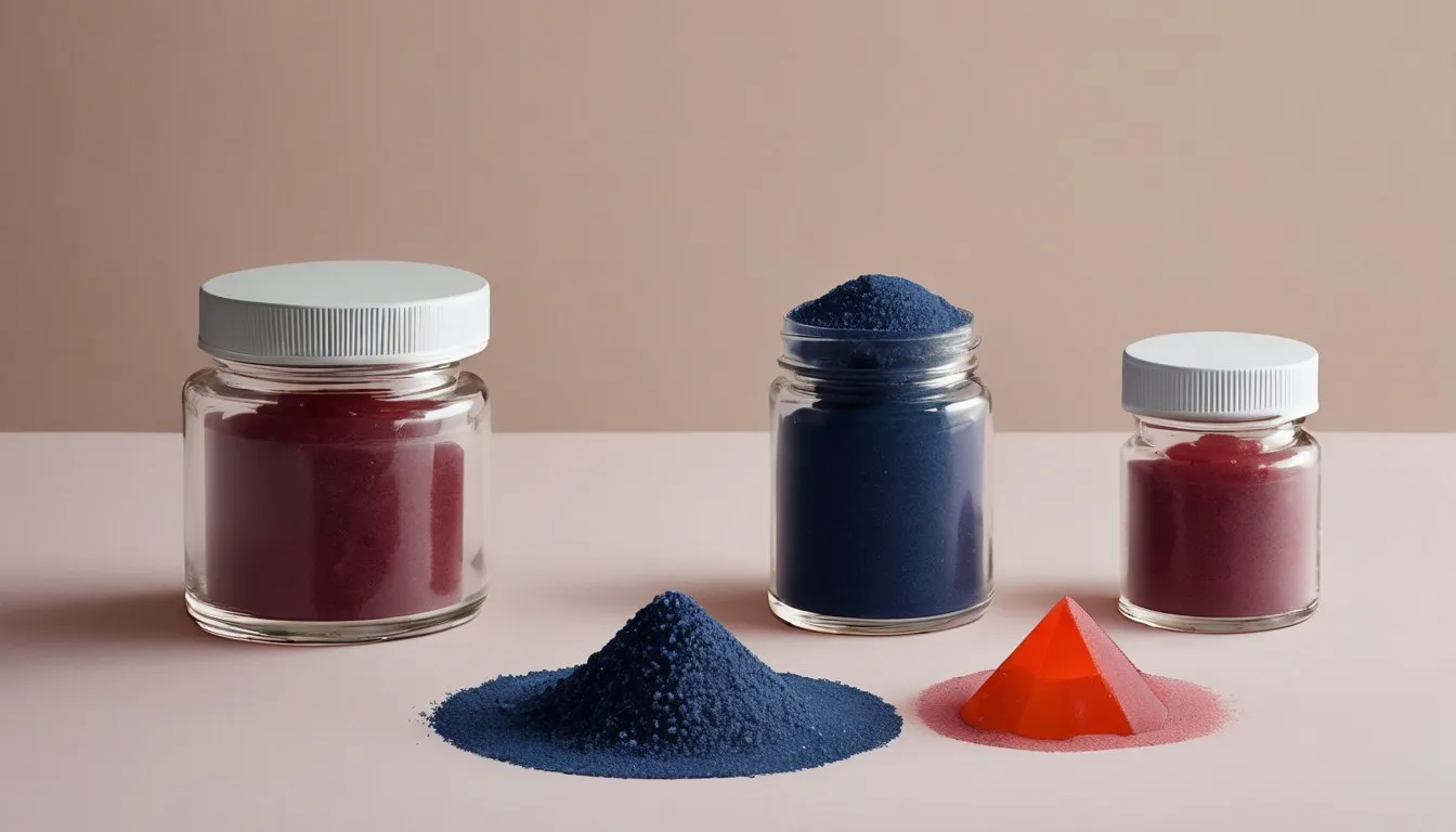 A gummy, an open capsule, and loose powder arranged together, comparing magnesium glycinate supplement forms.
