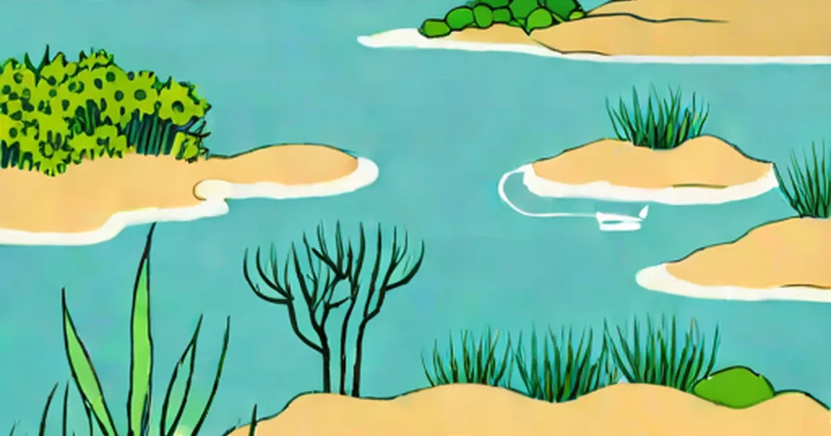 Underwater marine environment with sandy bottom, seagrass, and coral