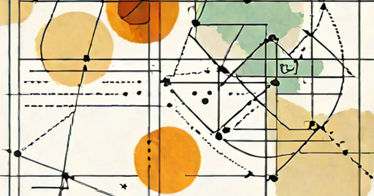 Geometric shapes, coordinate grids, and mathematical diagrams in orange and green
