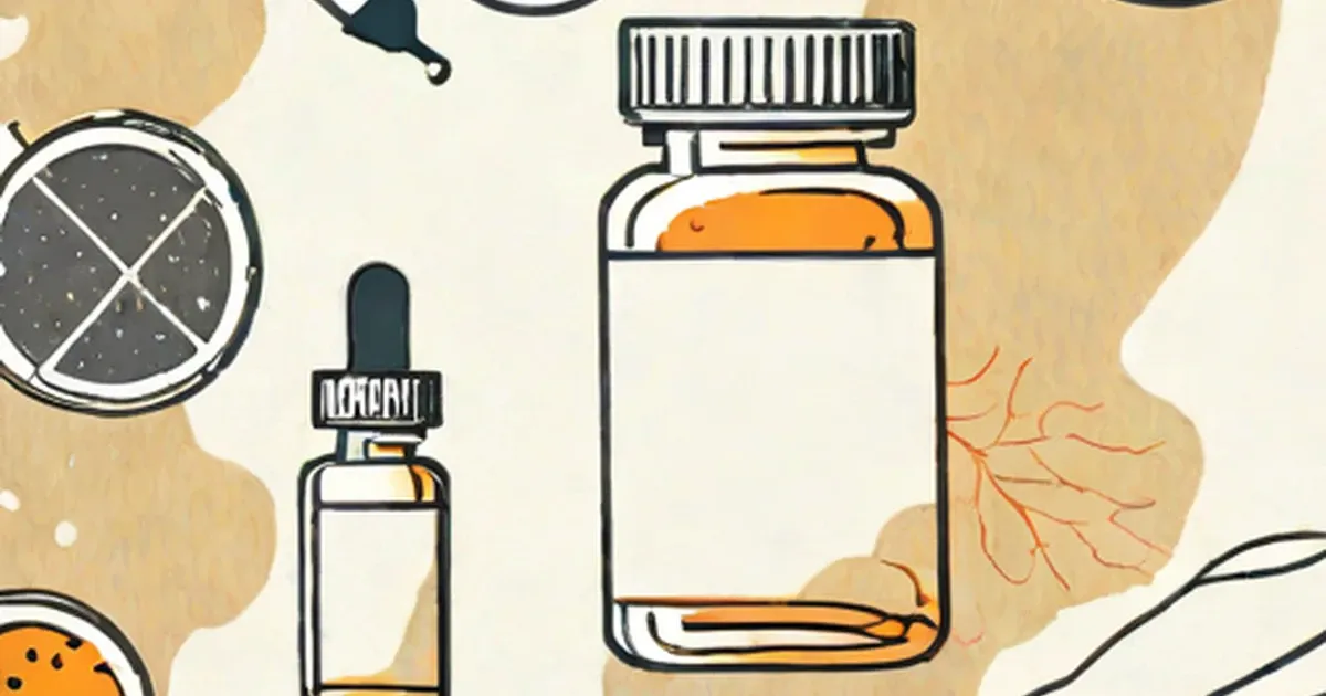Melatonin supplements in pill bottle and dropper bottle form with a clock