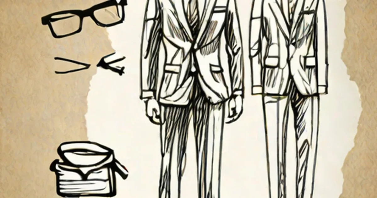 Hand-drawn illustration of men in blazers and dress shirts