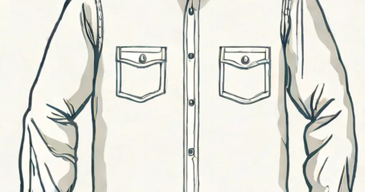 Three outlined men’s shirts showing button placements, pockets, and sleeve construction