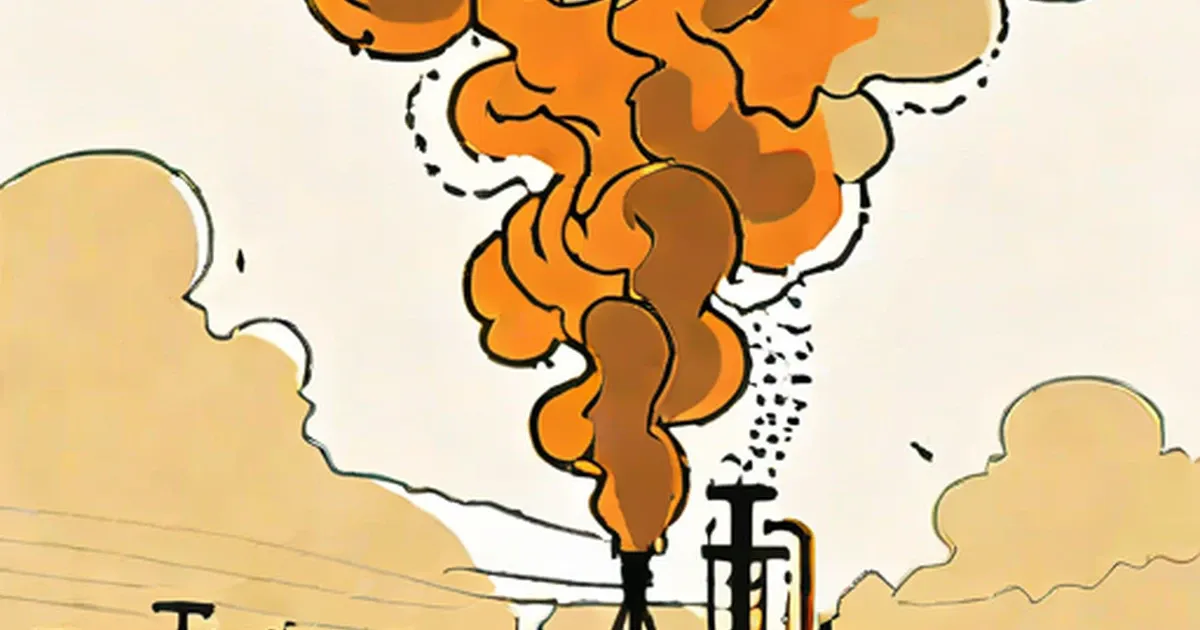 Industrial smokestack emitting billowing orange and brown fumes