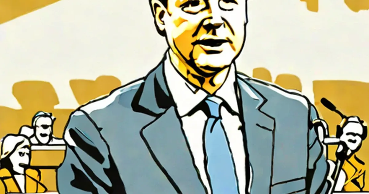 Nick Clegg in formal blue suit, graphic style illustration