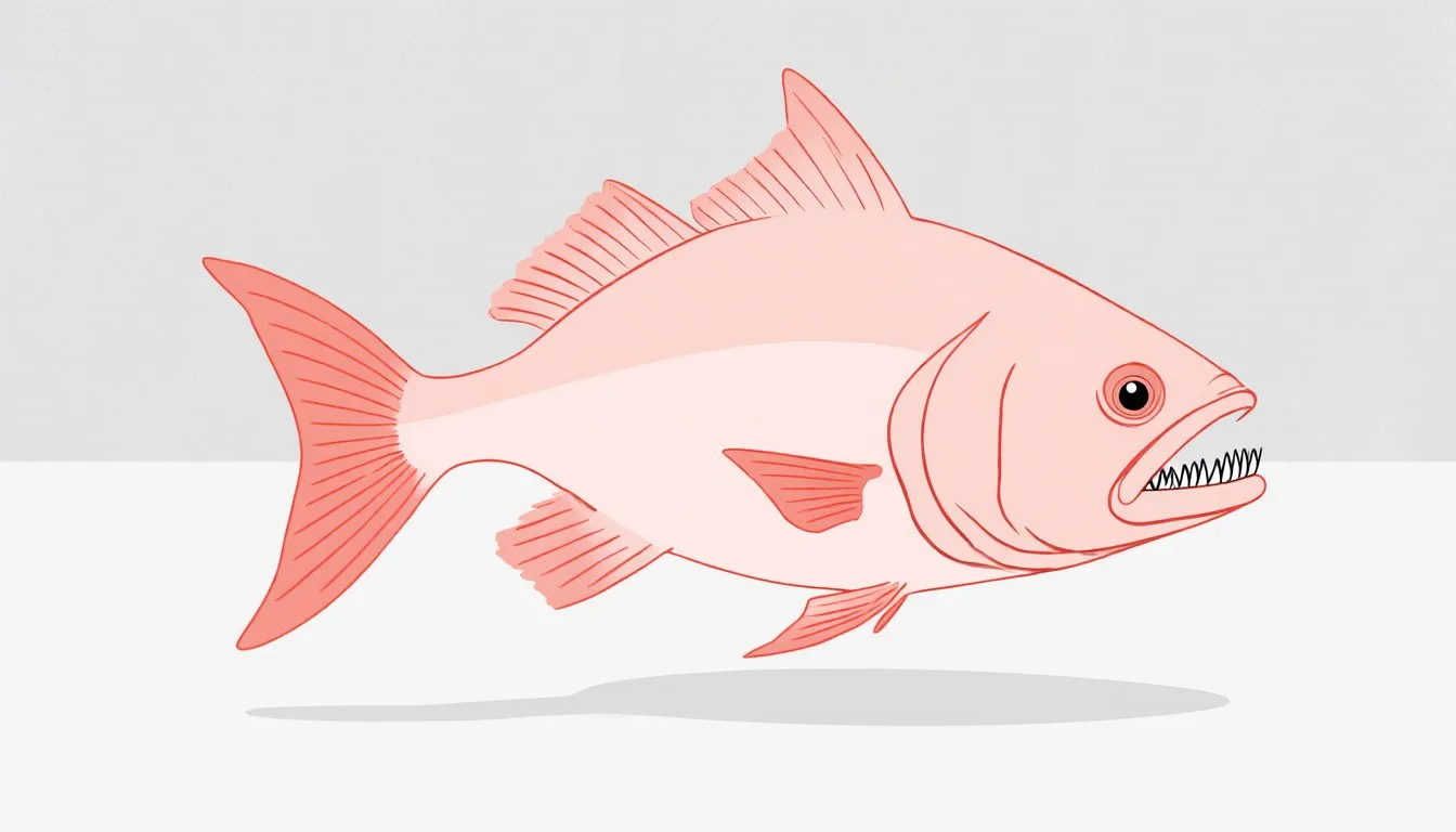 Bold illustration of a red-bellied piranha with jaws open, representing the article on aggressive fish species.