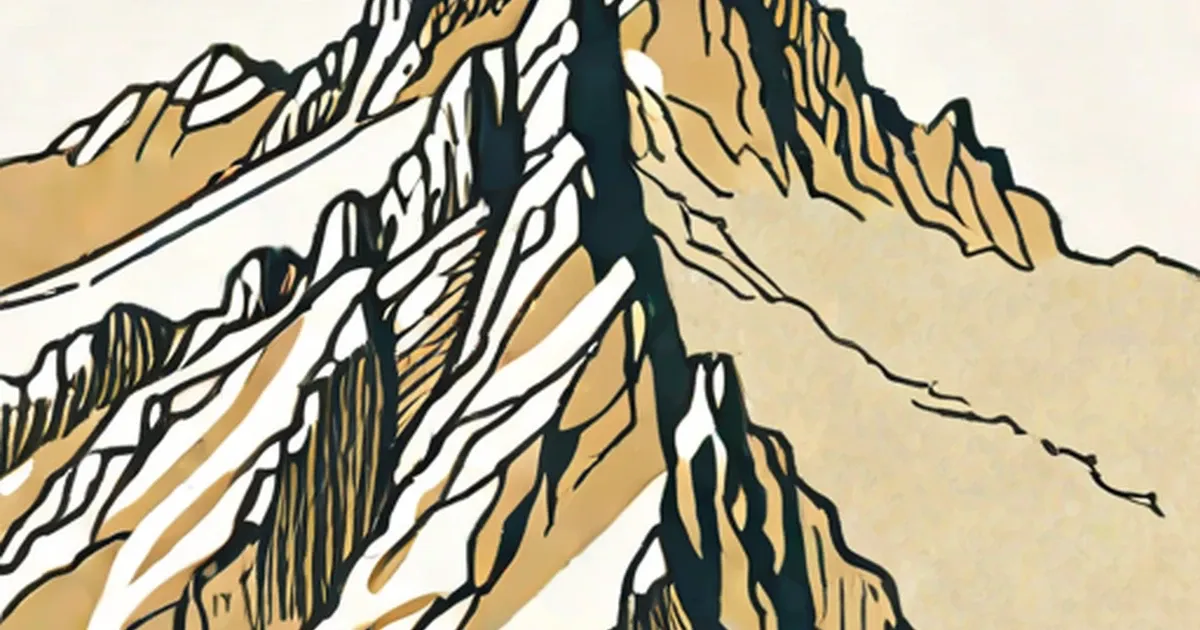 Snow-capped mountain peaks with layered rock formations