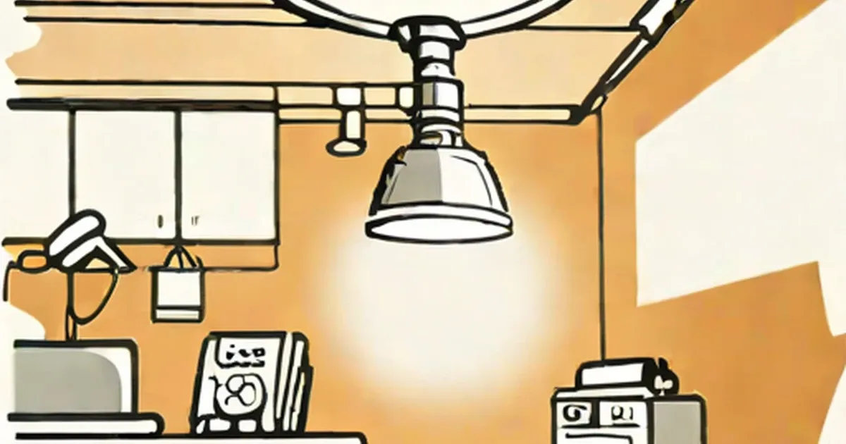 Glowing ceiling light fixture above a motion detector