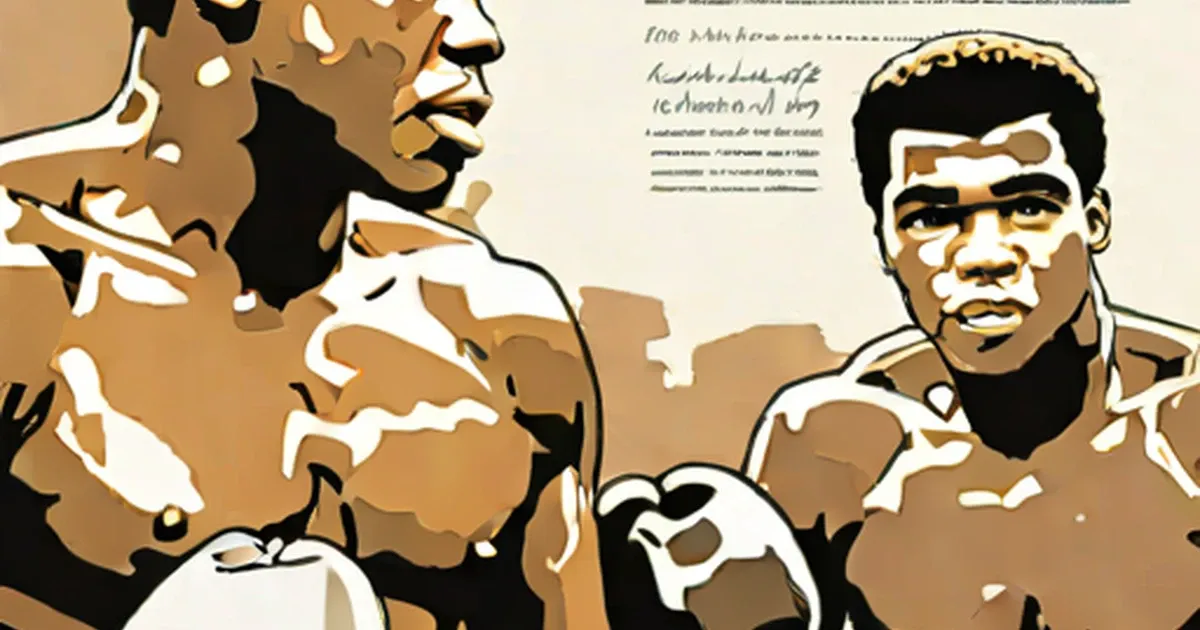 Muhammad Ali portrayed in gold and black illustration