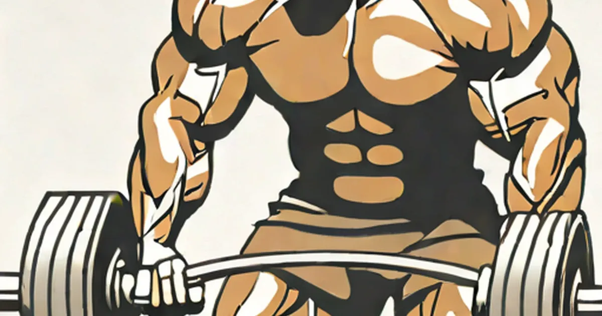 Muscular bodybuilder holding dumbbells