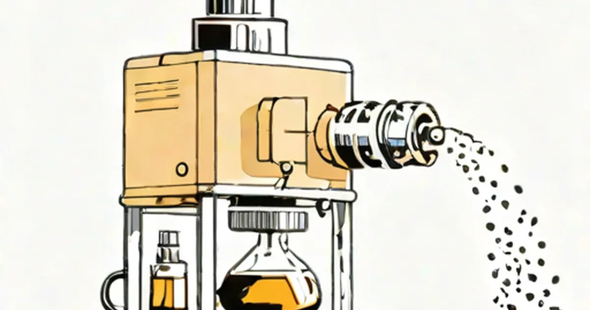 Cream-colored nebulizer machine with compressor dispensing medication as fine mist