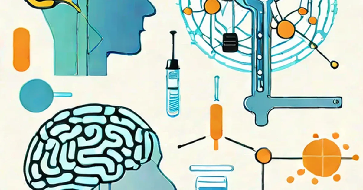 Brain with neural connections and scientific instruments