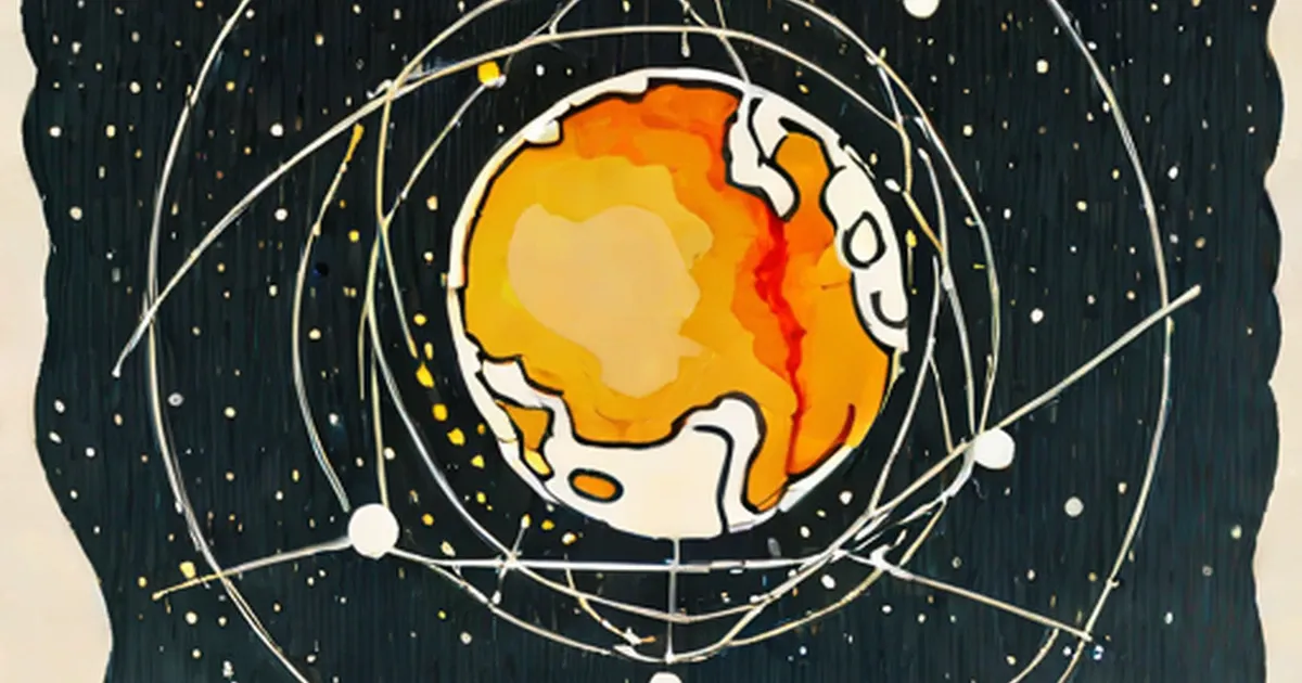 Neutron star with glowing orange core and radiating magnetic field lines against a starfield