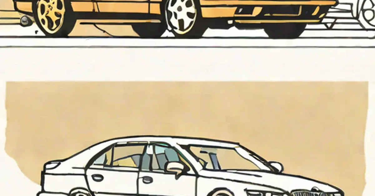 White sedan and yellow car illustrated in cartoon style