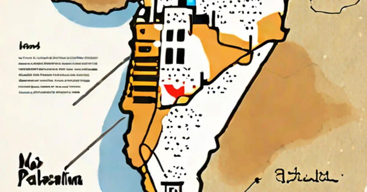 Stylized map depicting Israeli and Palestinian territorial divisions