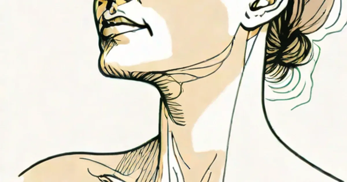 Anatomical illustration of the thyroid gland in the neck