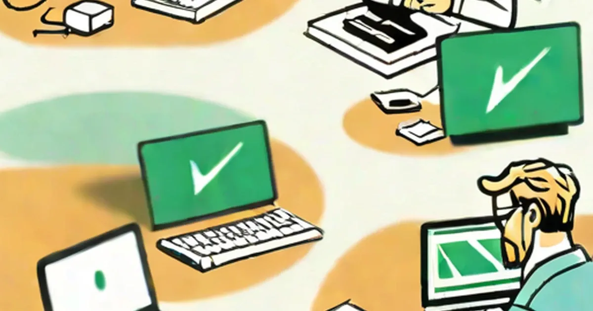 Devices displaying green screens with white checkmarks indicating security verification