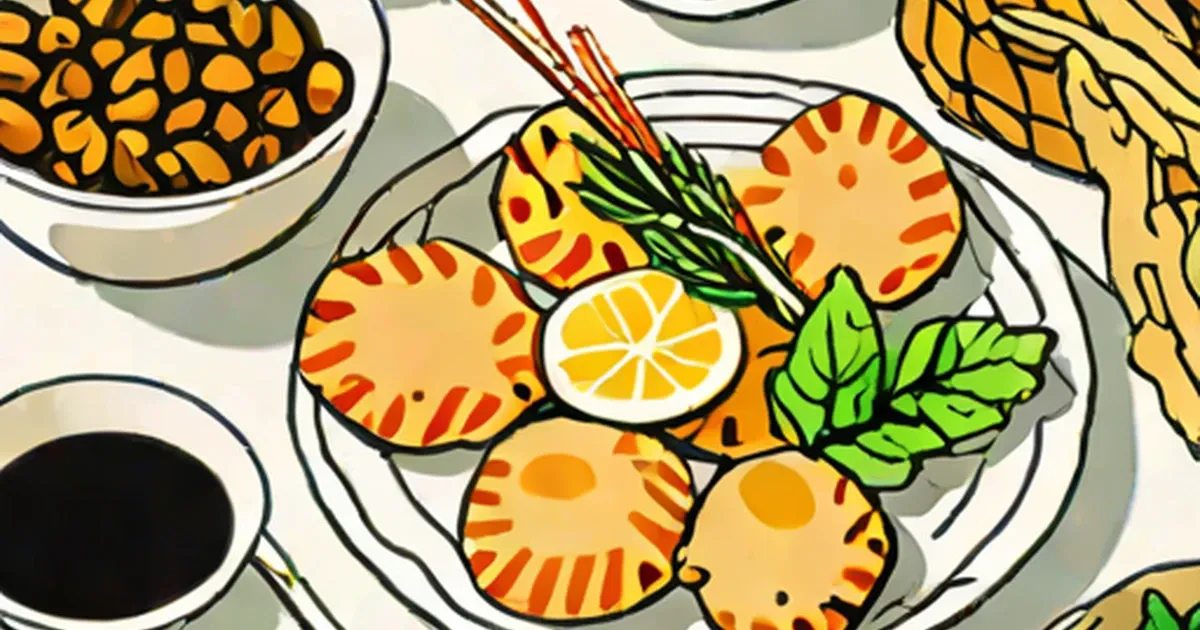 Scallop shells with lemon and herbs, surrounded by Nordic seafood dishes