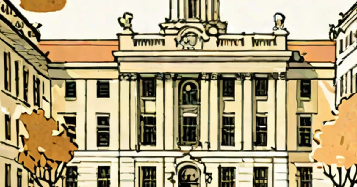 Neoclassical building with prominent columns and central cupola