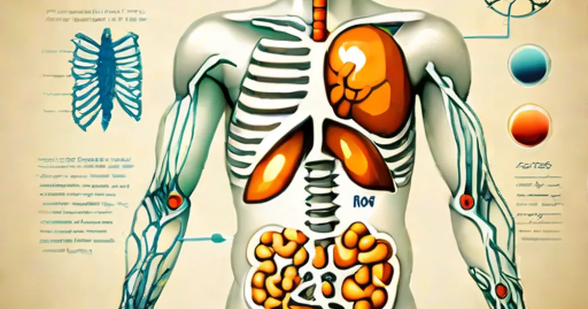 Major endocrine glands highlighted in orange superimposed on a human body outline