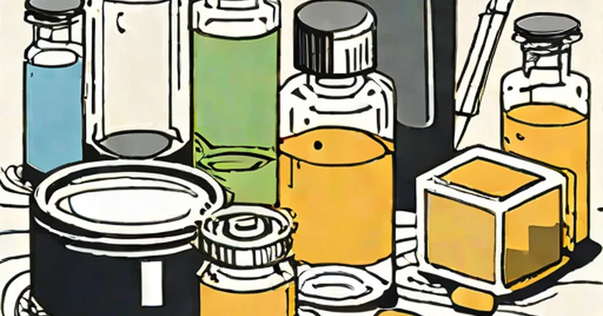 Pantothenic acid supplement bottles and containers of various liquid and pill formulations