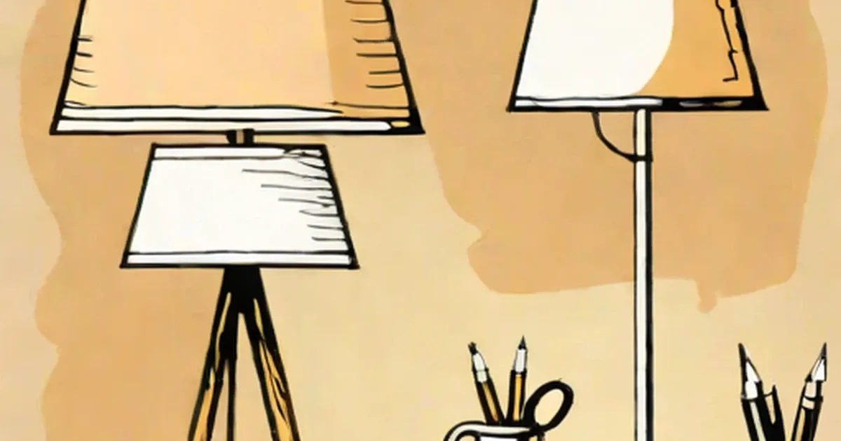 A table lamp and floor lamp with white paper shades against a beige background