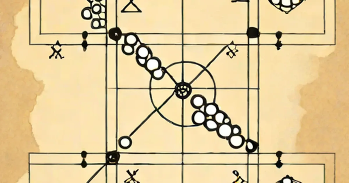 Parcheesi board with white and black game pieces positioned mid-game