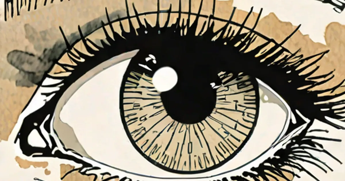 Labeled anatomical diagram of an eye showing the iris, pupil, and surrounding structures