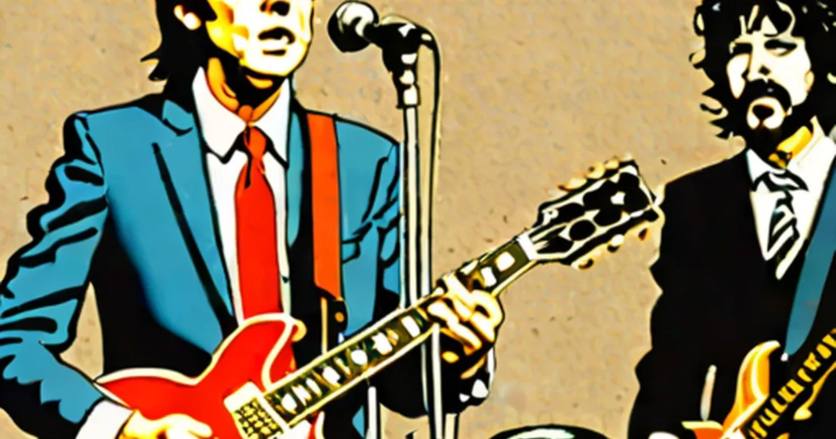 Paul McCartney, Ringo Starr, and Howard Stern illustrated as musicians in pop art