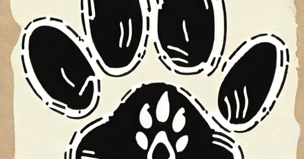 Black paw print tattoo with white toe pads on cream background