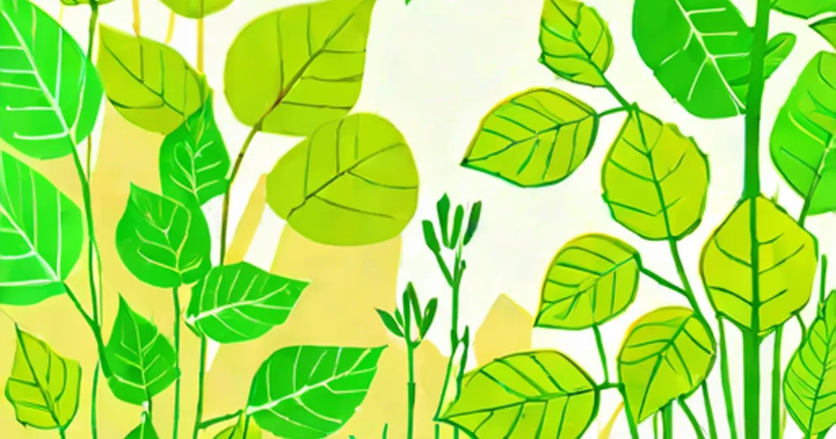 Green leaves with yellow tones and visible vein patterns