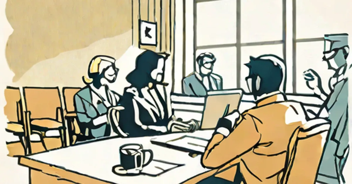 Professional team gathered around a conference table in an office