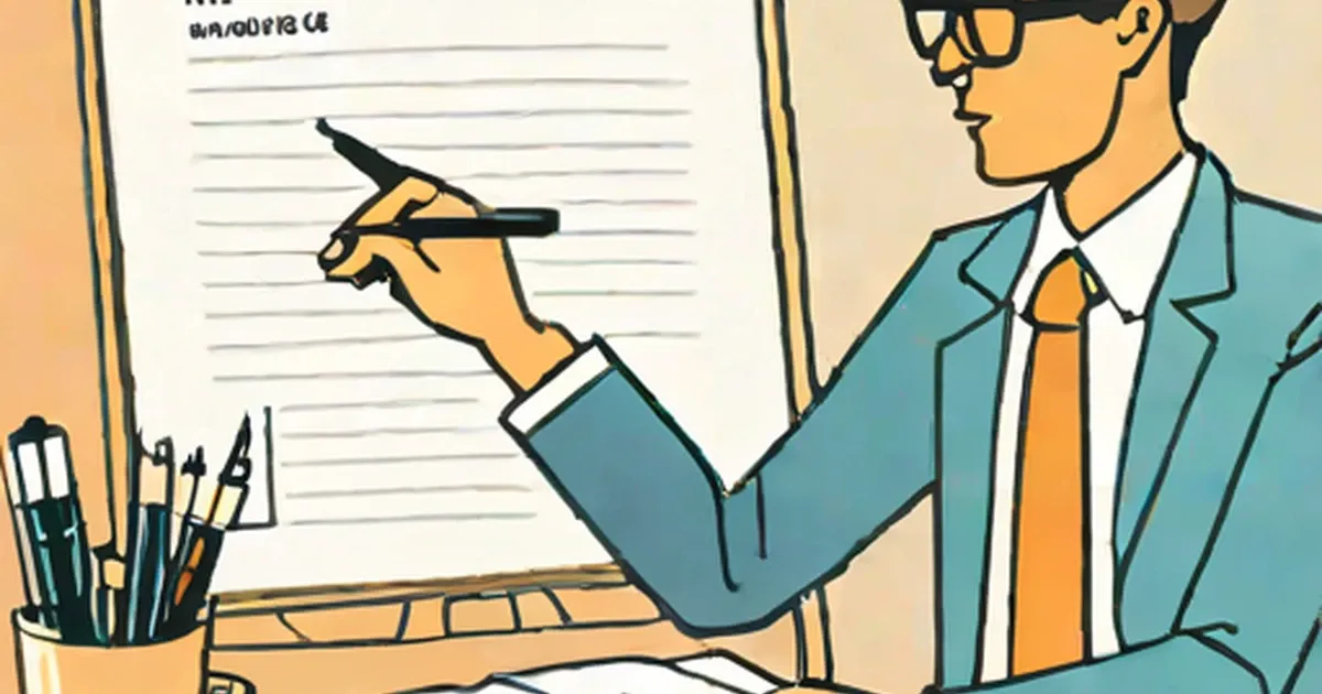 Businessperson writing a job description document