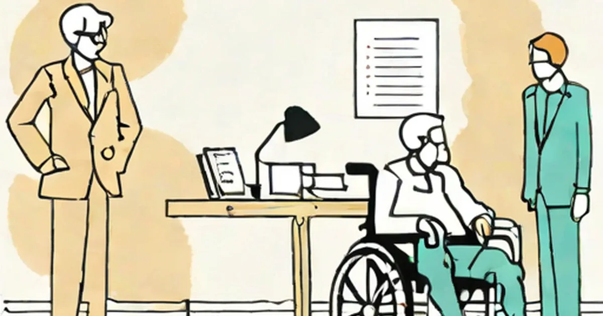 Healthcare providers consulting with a patient using a wheelchair
