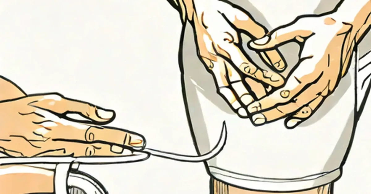 Hands demonstrating prostate massage