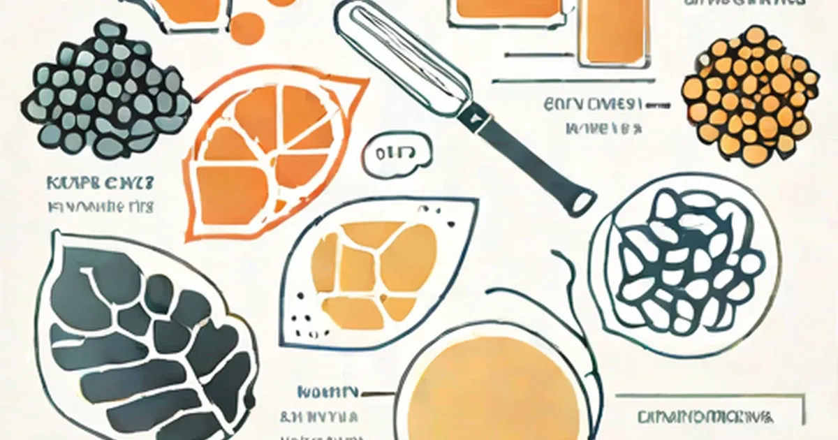 Illustrated ribosomes, mitochondria, and cellular structures in orange and teal
