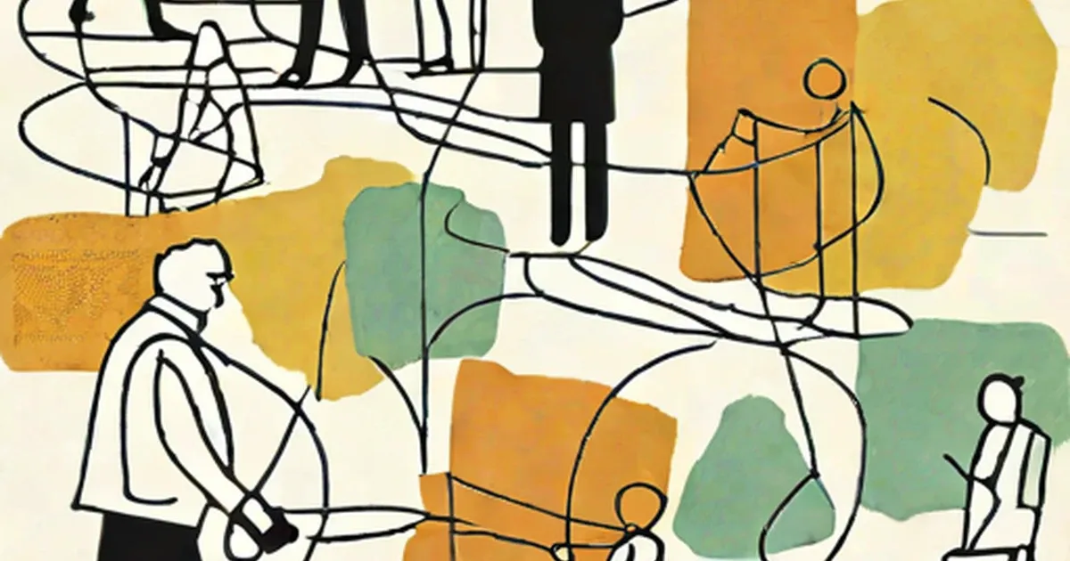 People linked by lines among colored shapes, representing different consumer segments