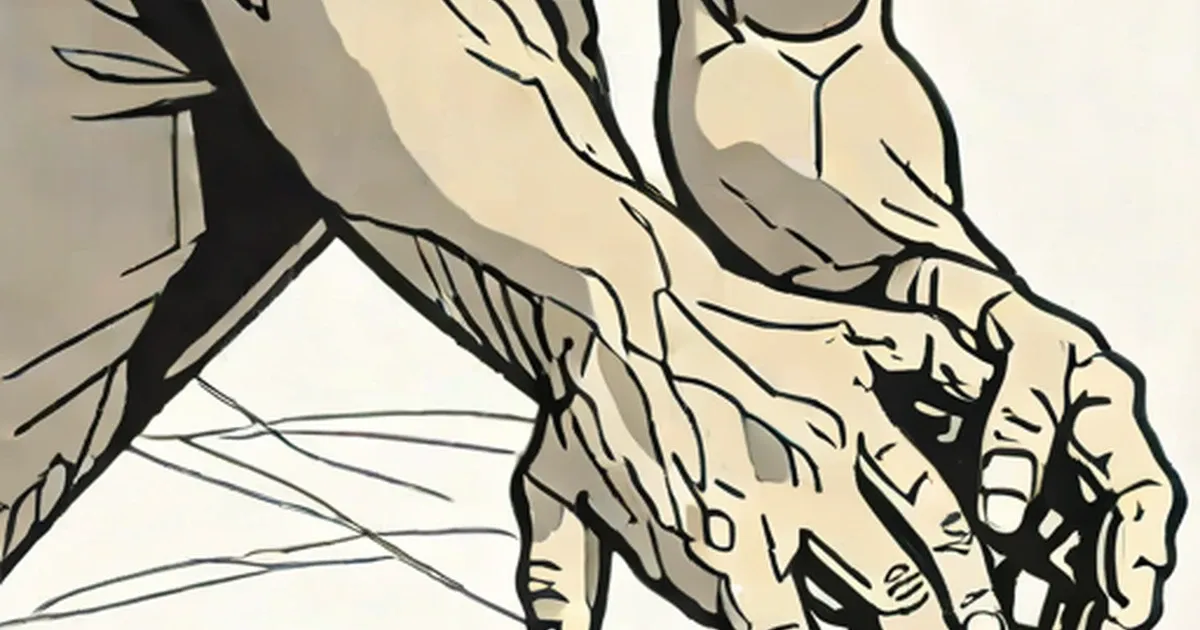 Line drawing of leg muscle fibers with branching nerves