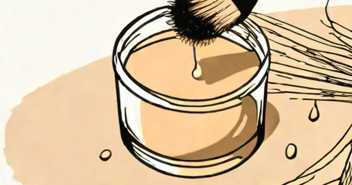 Tan pumice stone submerged in water inside a clear glass container