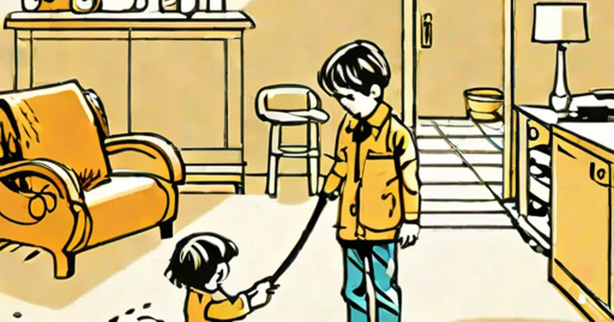 Adult and child using radon testing probes in a home basement