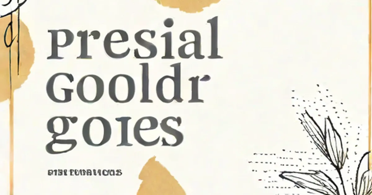 Book cover with serif title, golden shapes, and line-drawn botanical elements