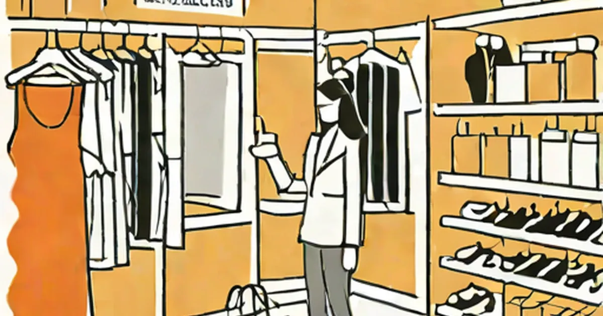 Retail worker organizing displays of clothing and shoes in a store