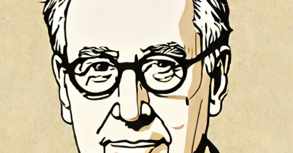 Stylized pen-and-ink portrait of Richard Halliburton wearing glasses and with a mustache