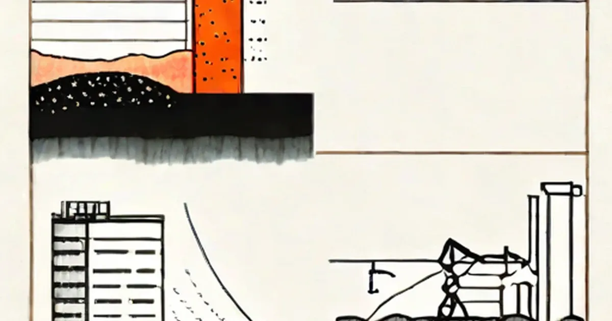 Earthquake epicenter releasing seismic waves, with damaged building and seismic monitoring station