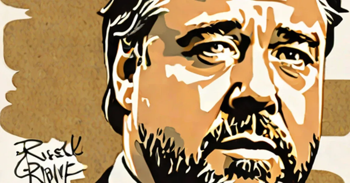 Russell Crowe pop art portrait in orange and black