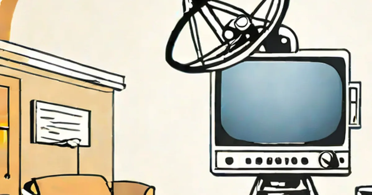 Retro television set with satellite dish mounted on top