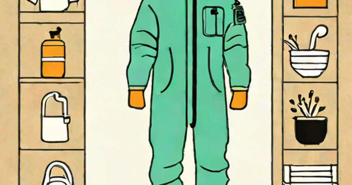 Green sauna suit with orange cuffs displayed with spa accessories