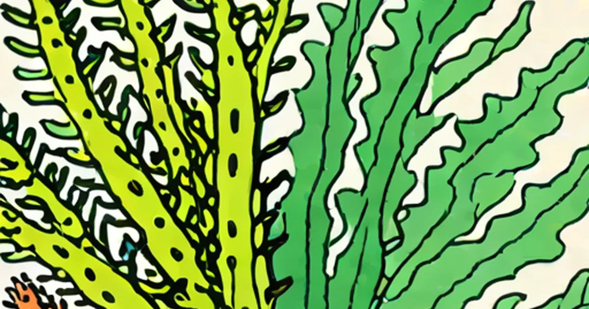 Sea cucumber tentacles in green and yellow with feathery, wavy edges