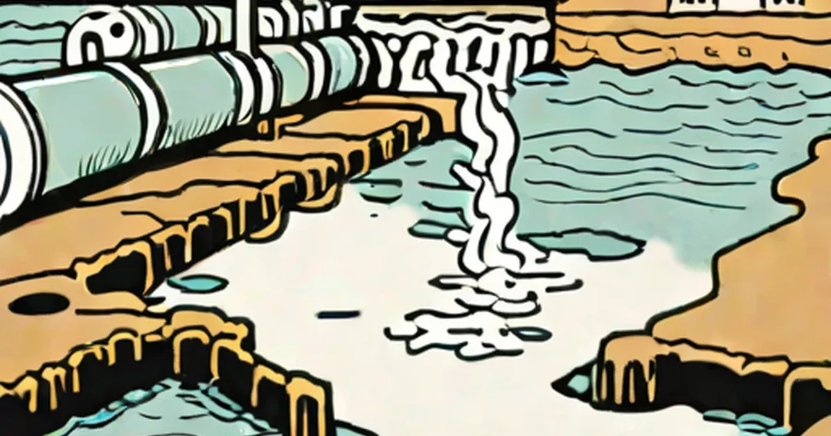 Pipes discharging contaminated water into a waterway